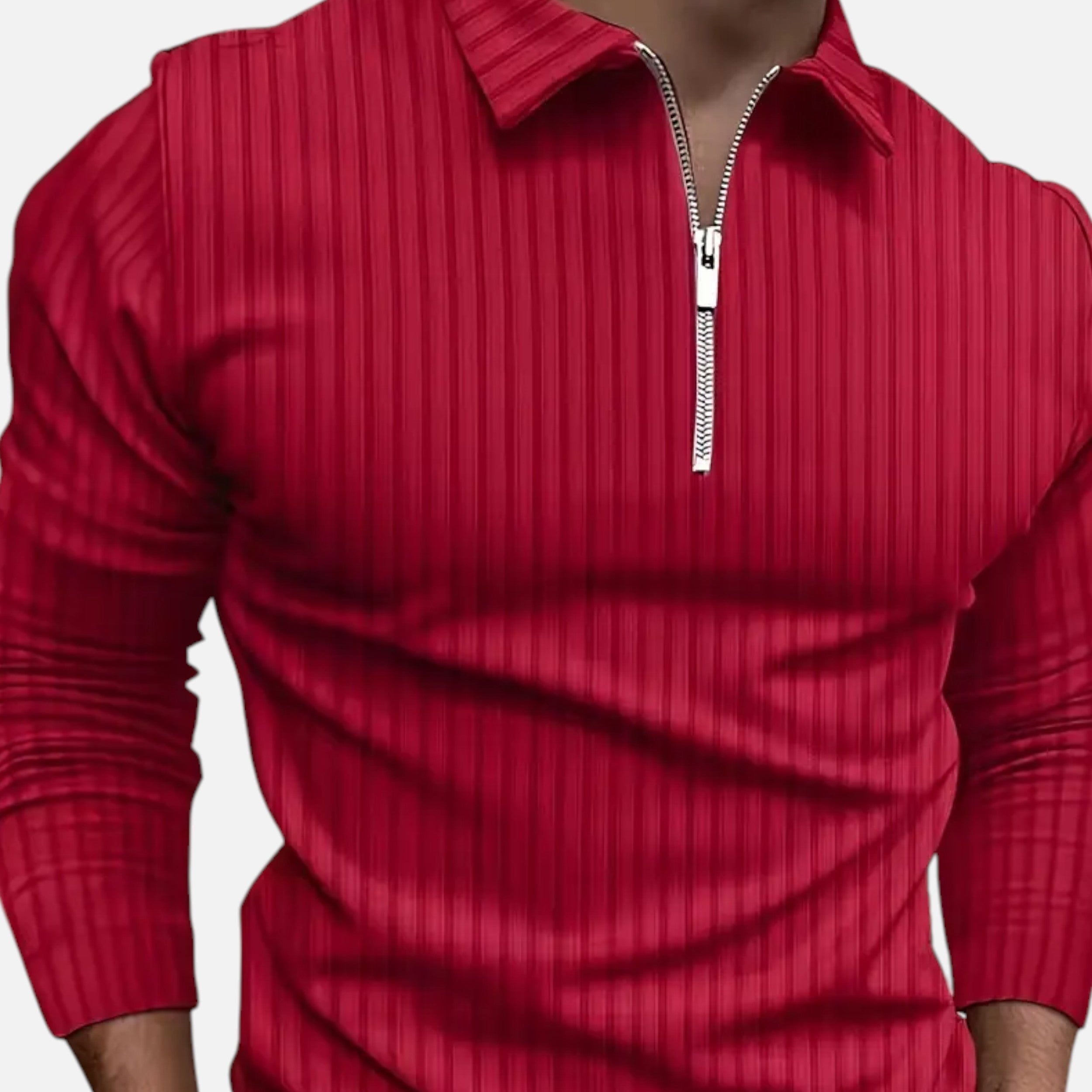 Belavoire | Men’s Ribbed Golf Polo with Zip Lapel