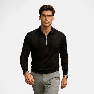 Belavoire | Men’s Ribbed Golf Polo with Zip Lapel
