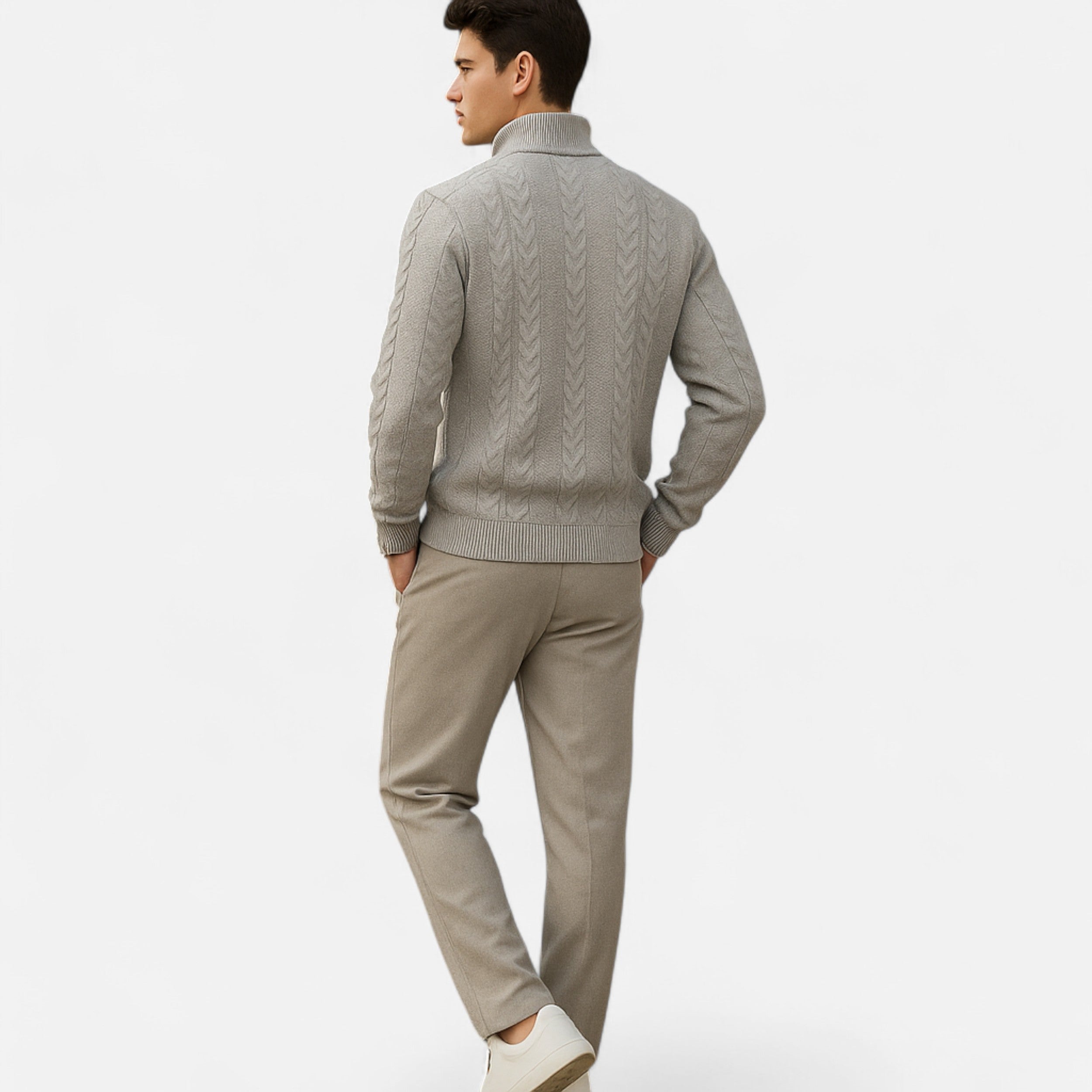 Belavoire | Men’s Zip Henley Sweater with Stand Collar