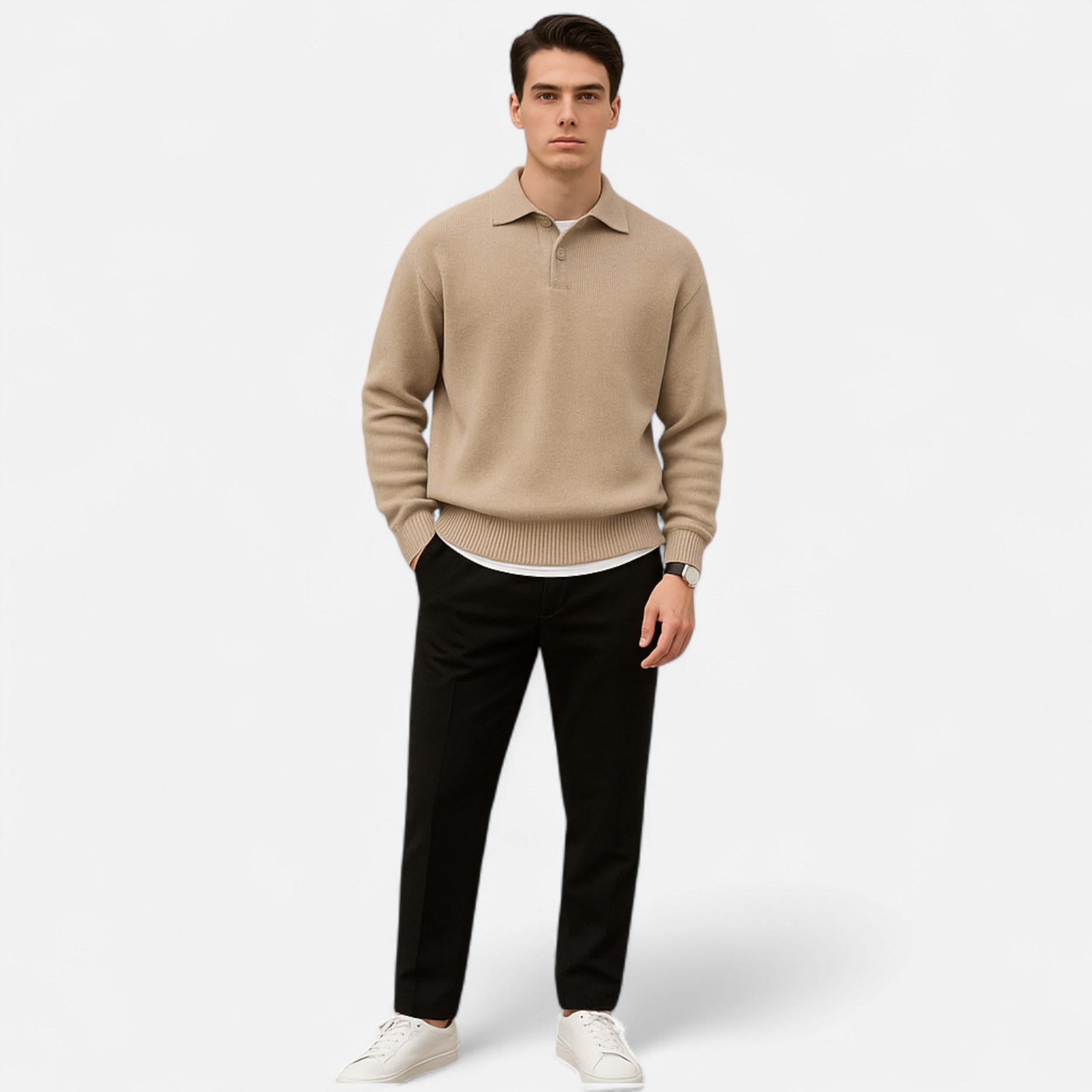 Belavoire | Men’s Knit Polo Sweater Autumn/Winter Classic