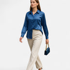 Belavoire | Women’s Satin Lace-Up Blouse Elegance
