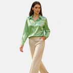 Belavoire | Women’s Satin Lace-Up Blouse Elegance