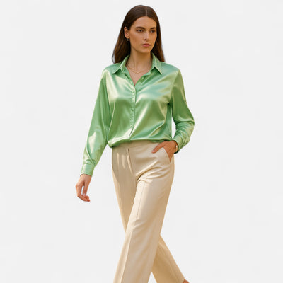 Belavoire | Women’s Satin Lace-Up Blouse Elegance