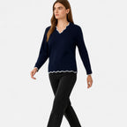 Belavoire | Women’s Elegant Scallop Trim Pullover