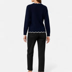Belavoire | Women’s Elegant Scallop Trim Pullover