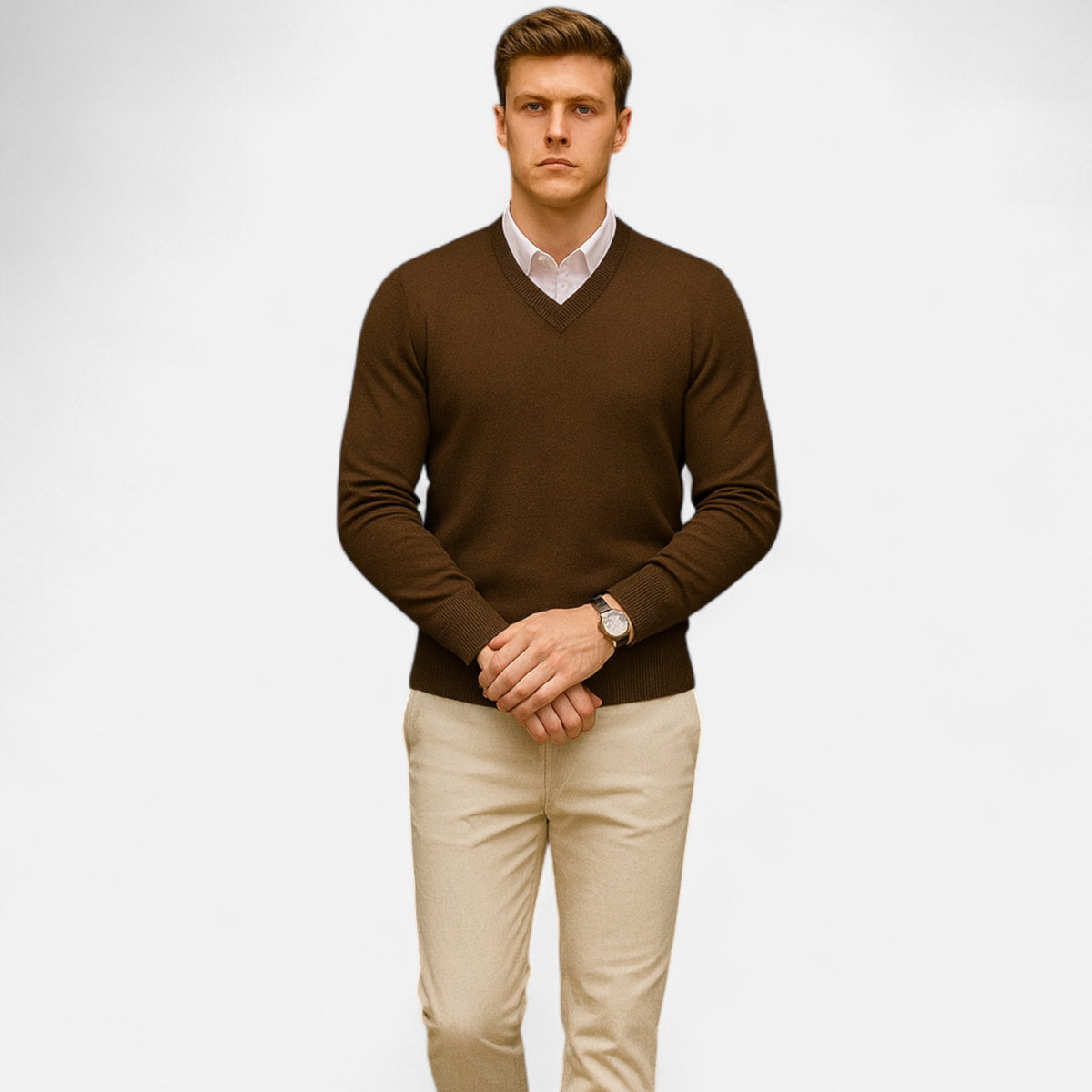 Belavoire | Men’s Classic V-Neck Sweater Rayon Blend