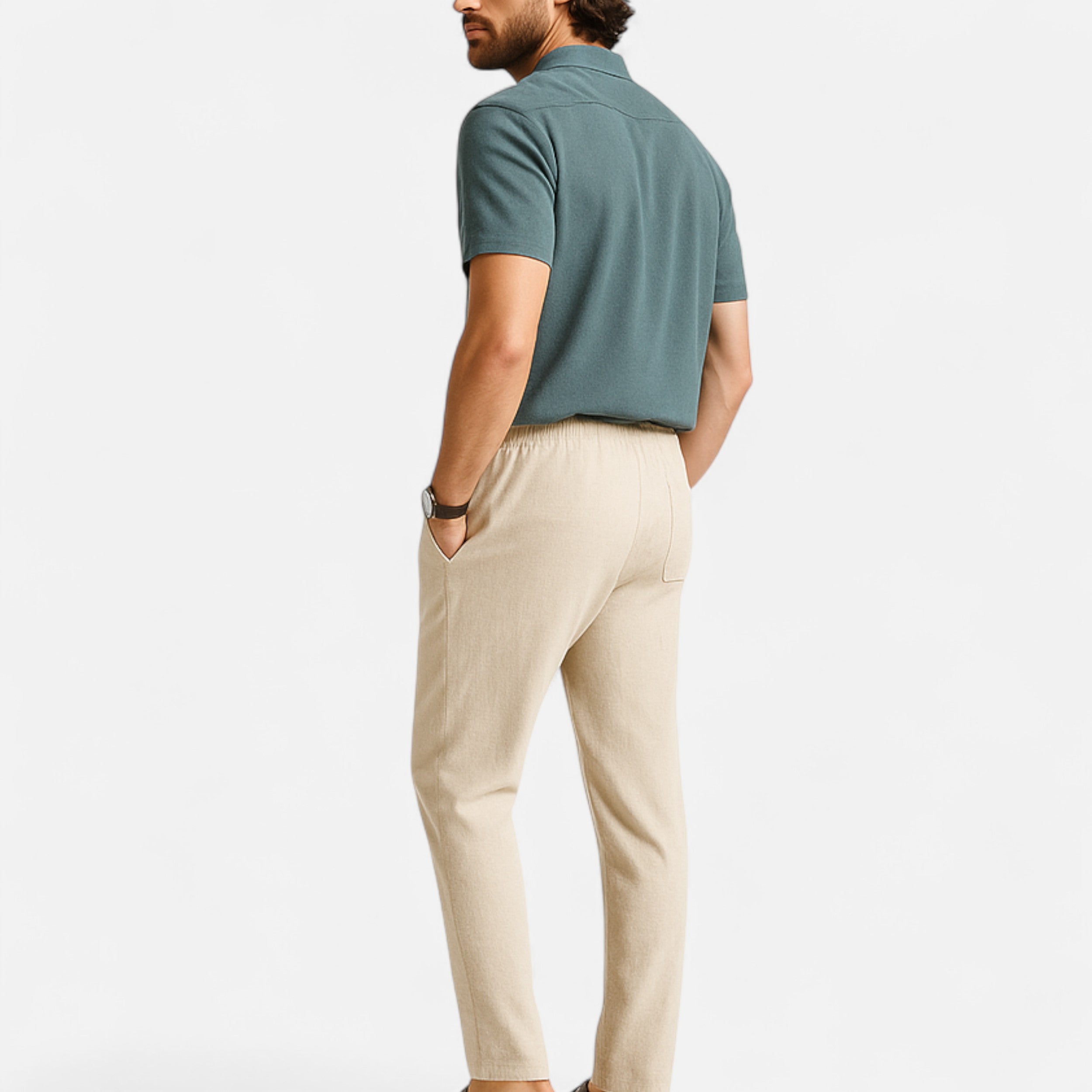 Belavoire | Men’s Linen-Blend Drawstring Trousers Riviera