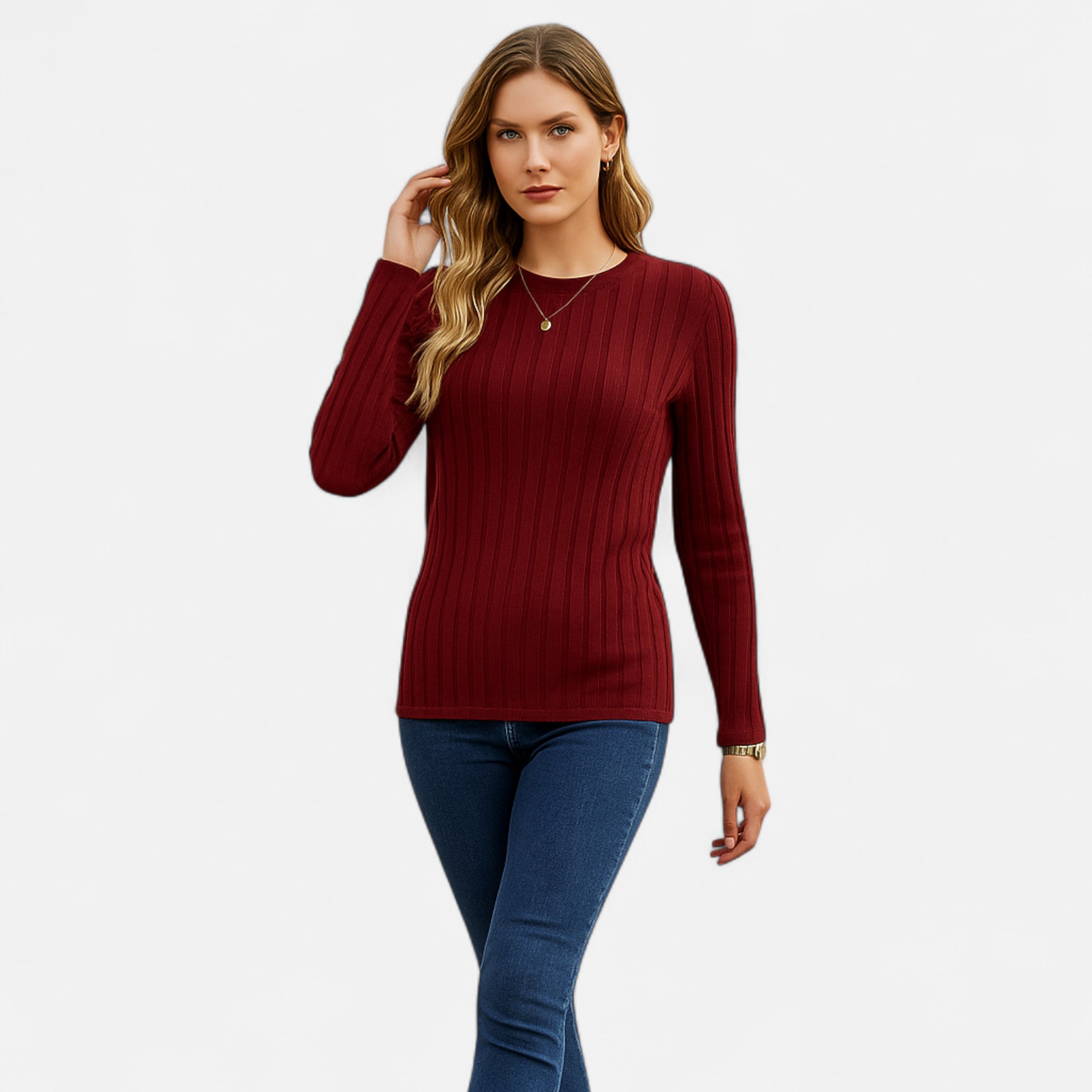 Belavoire | Women’s Elegant Ribbed Long Sleeve Shirt