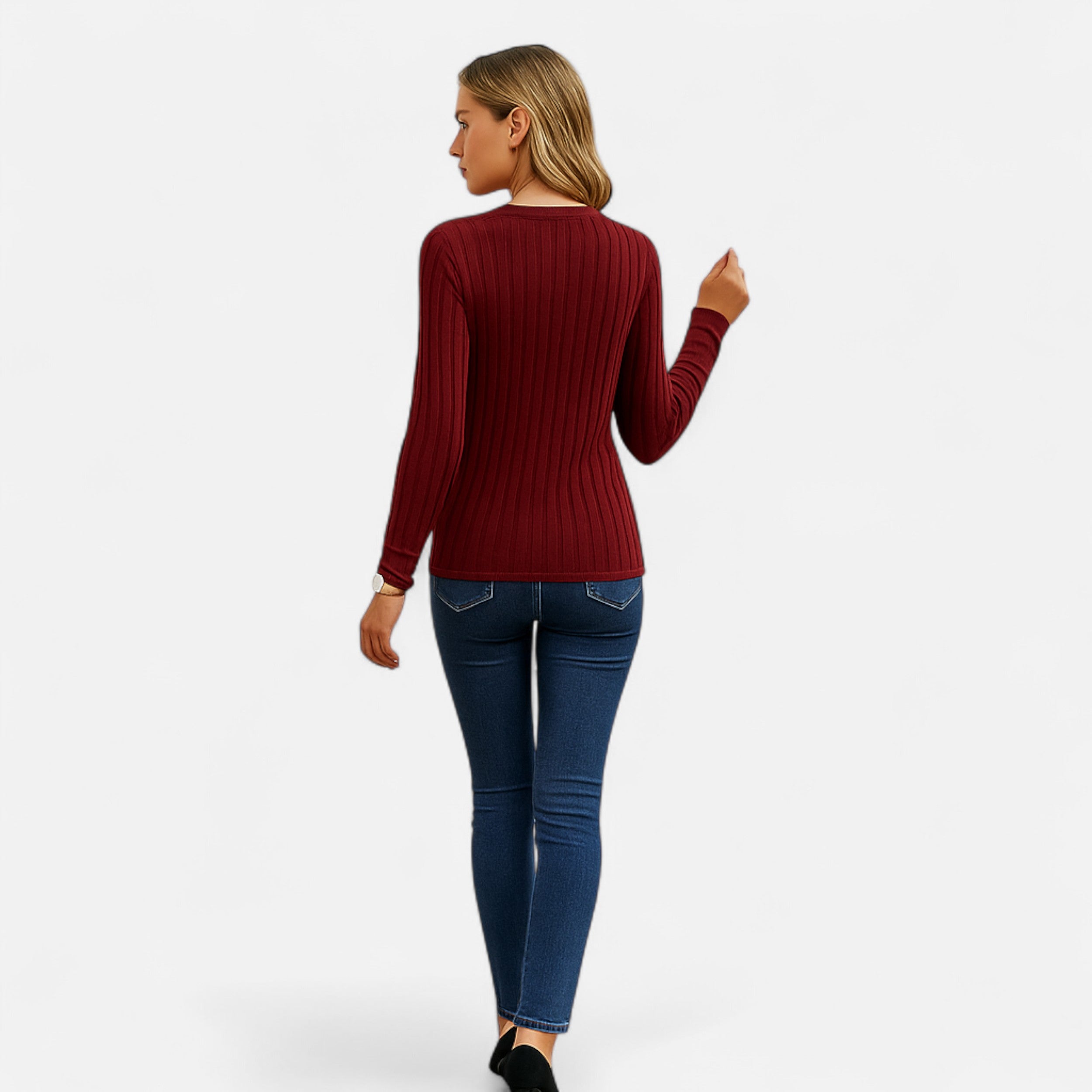 Belavoire | Women’s Elegant Ribbed Long Sleeve Shirt