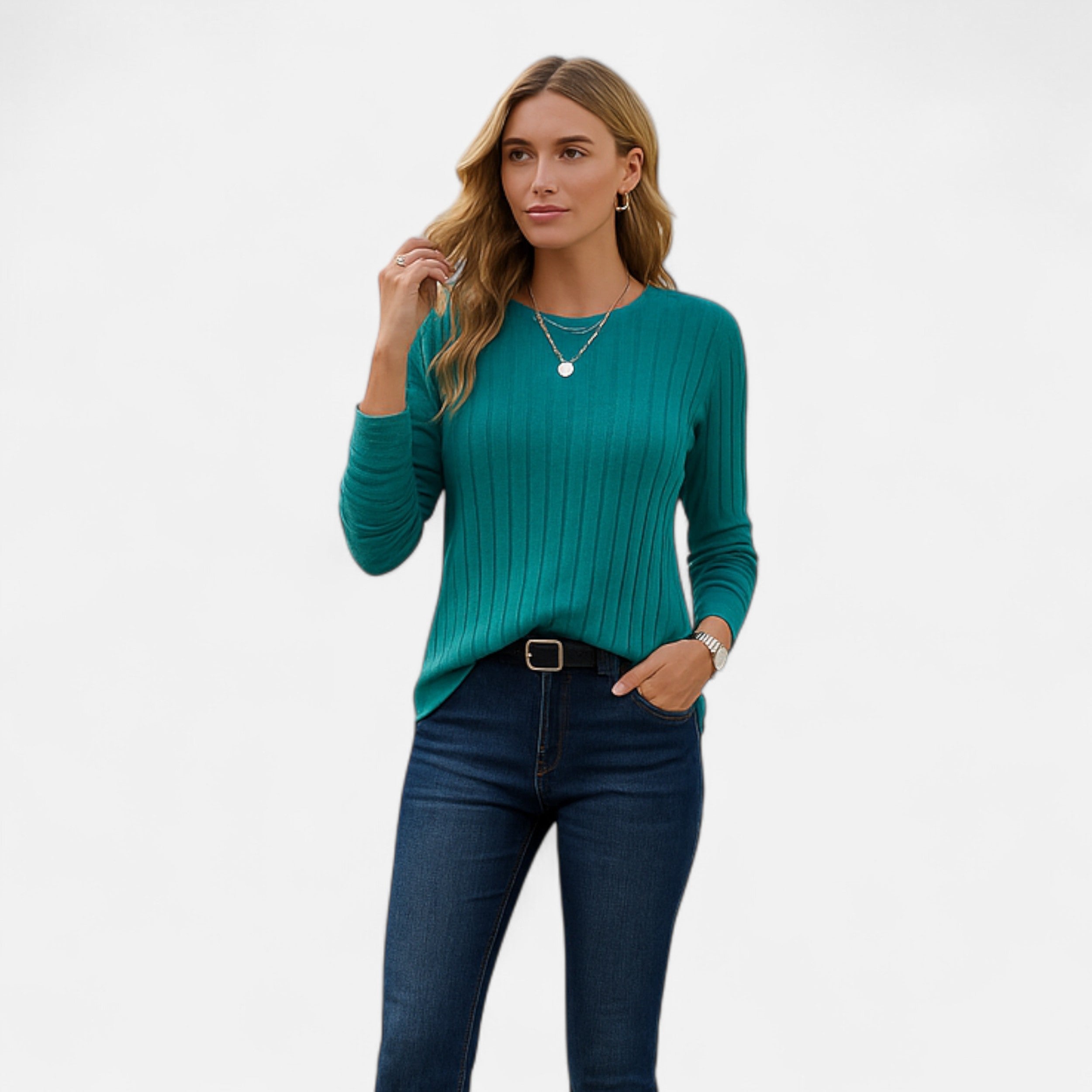 Belavoire | Women’s Elegant Ribbed Long Sleeve Shirt