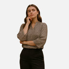 Belavoire | Women’s Printed Notched Neck Tunic Blouse Elegance