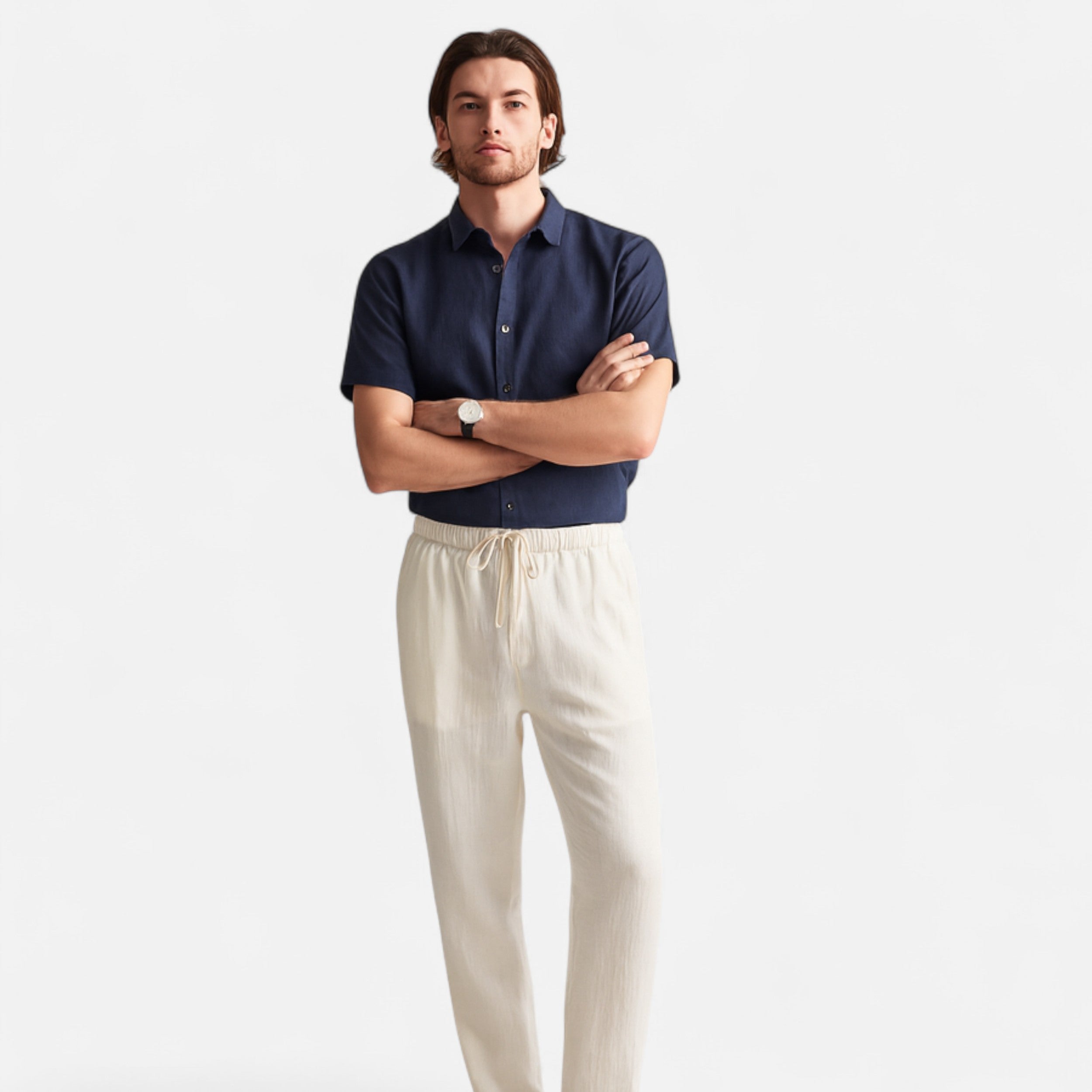 Belavoire | Men’s Linen Short-Sleeved Shirt Riviera
