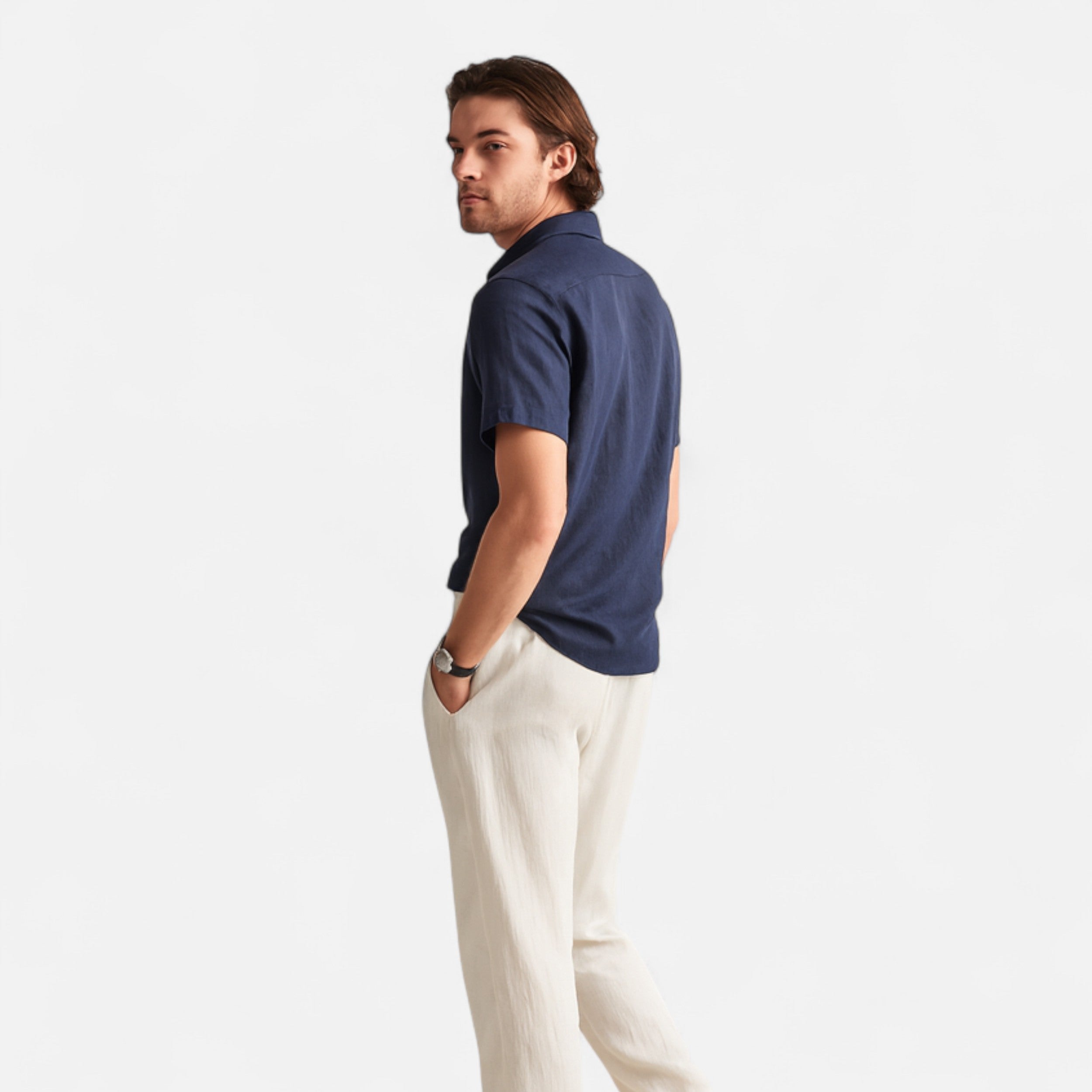 Belavoire | Men’s Linen Short-Sleeved Shirt Riviera