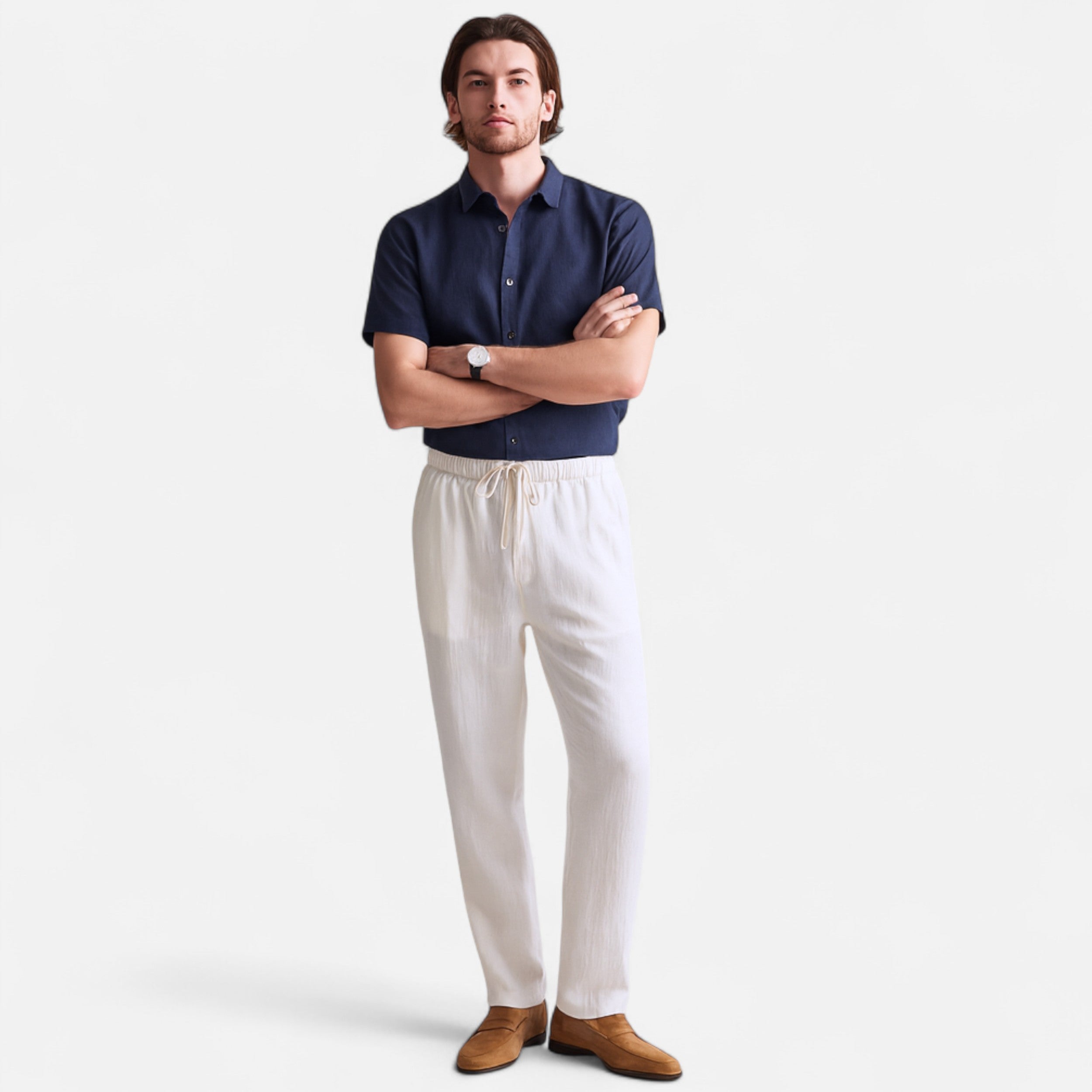Belavoire | Men’s Loose Fit Linen Trousers Classic