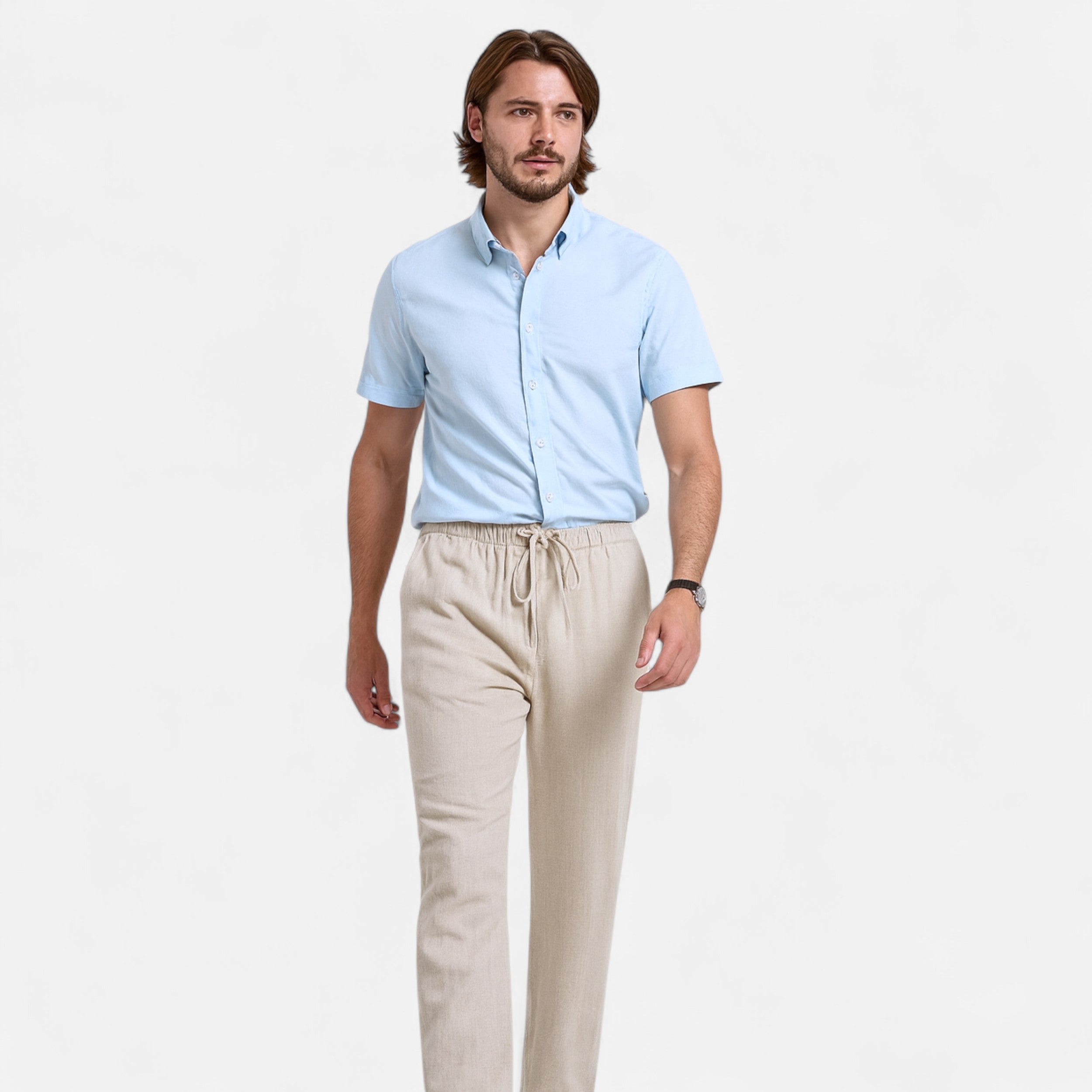 Belavoire | Men’s Linen Short-Sleeved Shirt Riviera