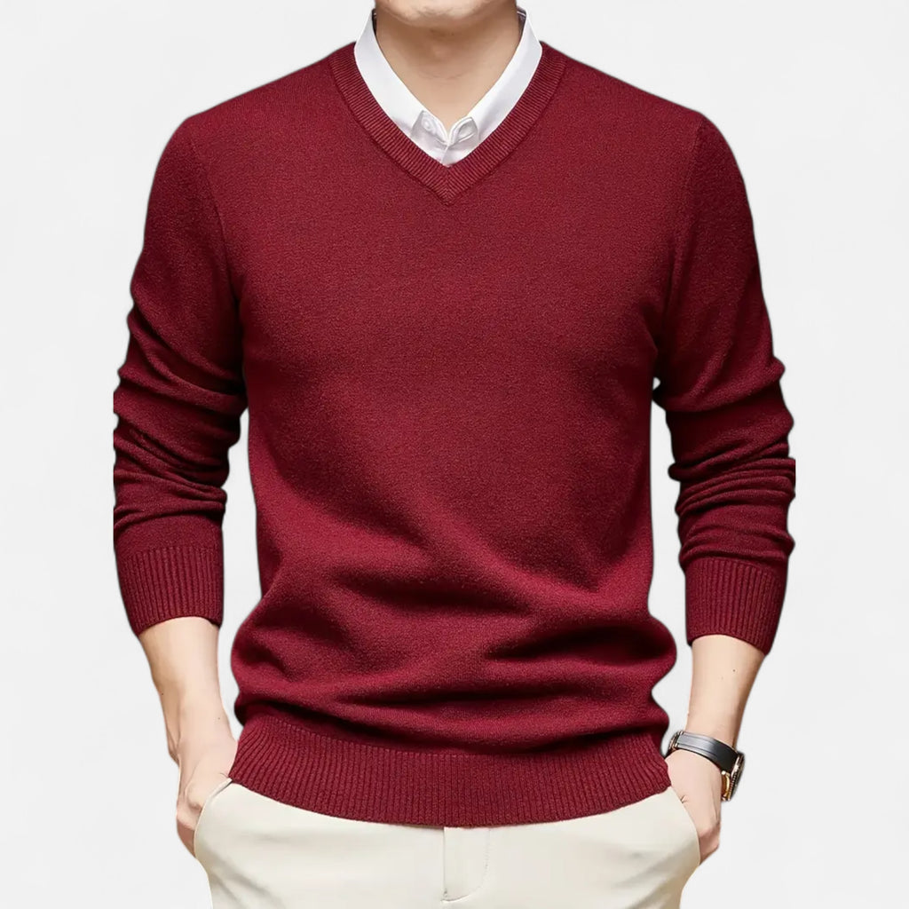 Belavoire | Men’s Classic V-Neck Sweater Rayon Blend