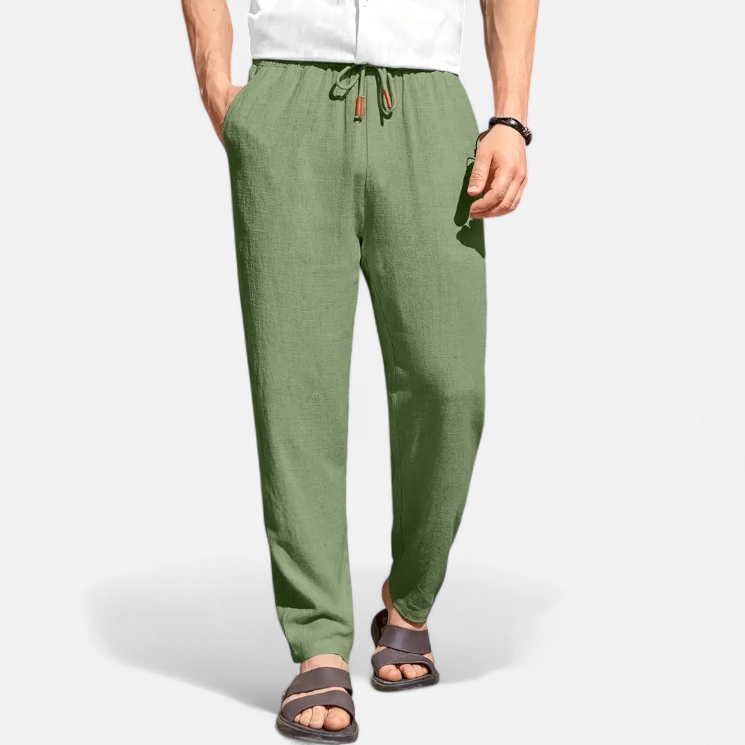 Belavoire | Men’s Linen-Blend Drawstring Trousers Riviera