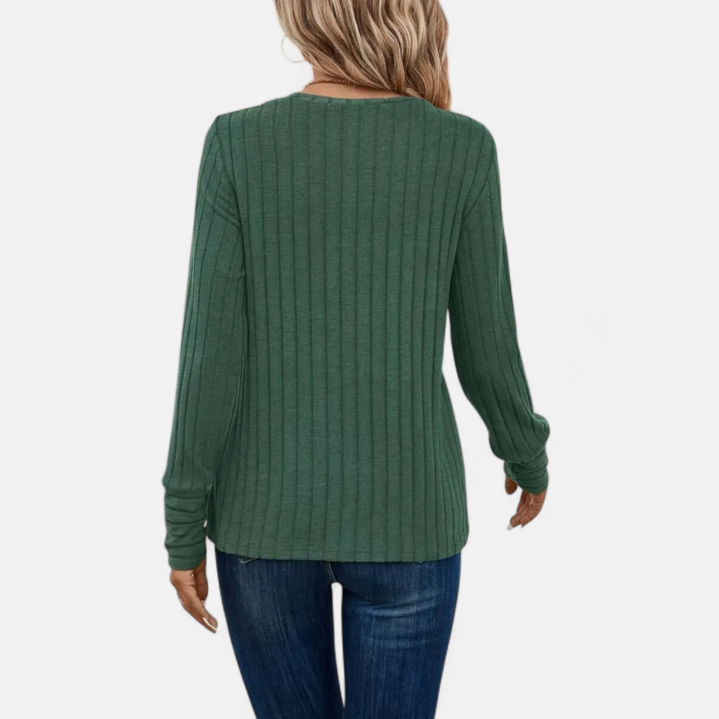 Belavoire | Women’s Elegant Ribbed Long Sleeve Shirt