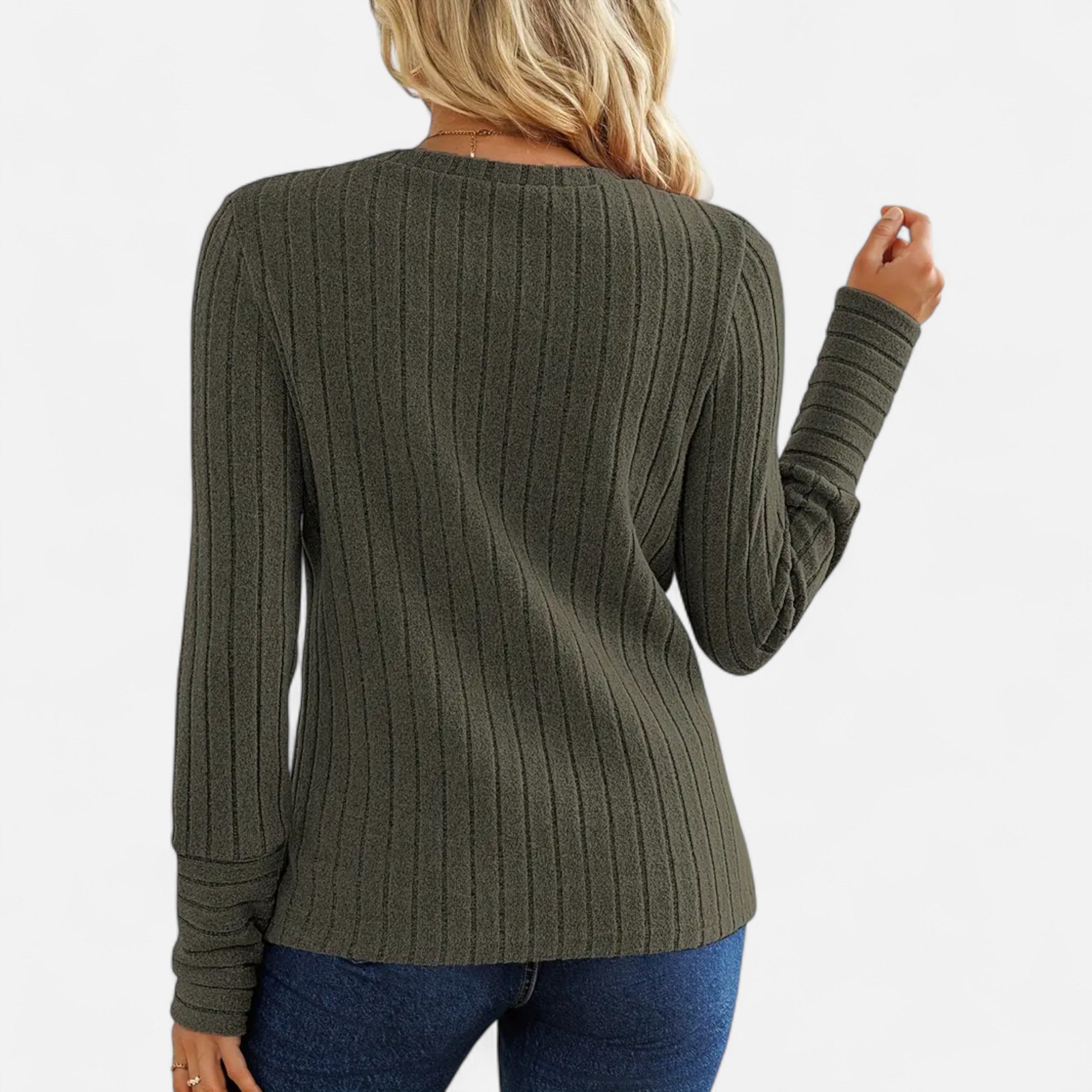 Belavoire | Women’s Elegant Ribbed Long Sleeve Shirt