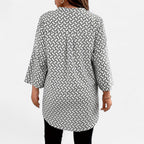 Belavoire | Women’s Printed Notched Neck Tunic Blouse Elegance