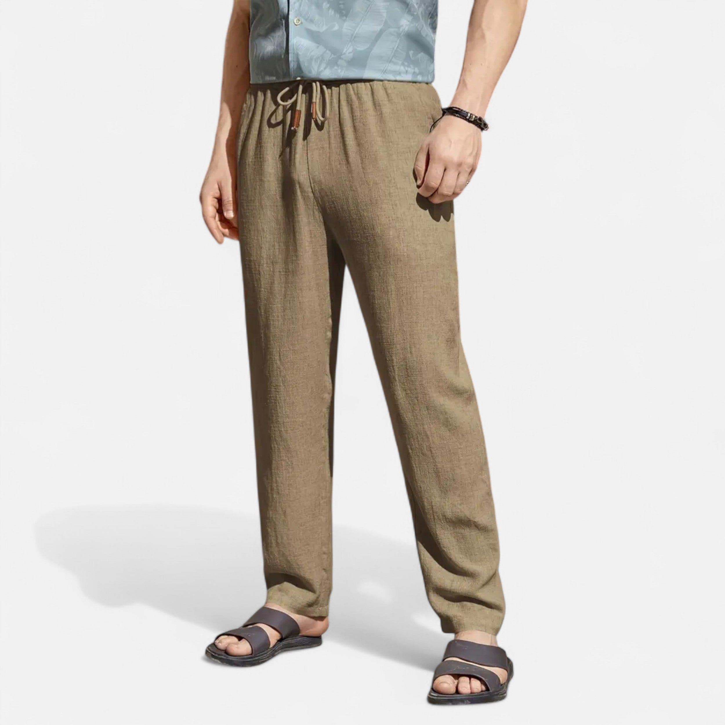 Belavoire | Men’s Linen-Blend Drawstring Trousers Riviera