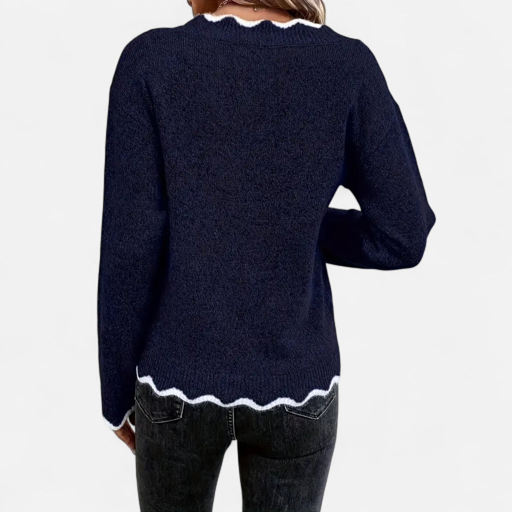 Belavoire | Women’s Elegant Scallop Trim Pullover