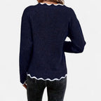 Belavoire | Women’s Elegant Scallop Trim Pullover