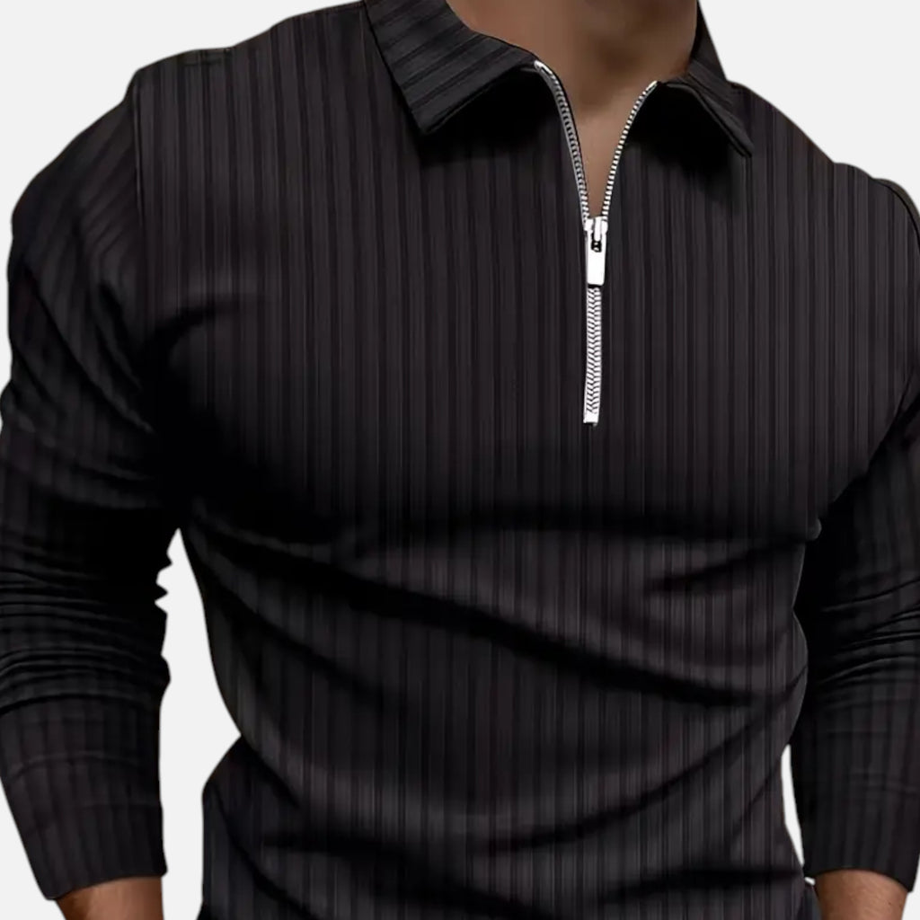 Belavoire | Men’s Ribbed Golf Polo with Zip Lapel