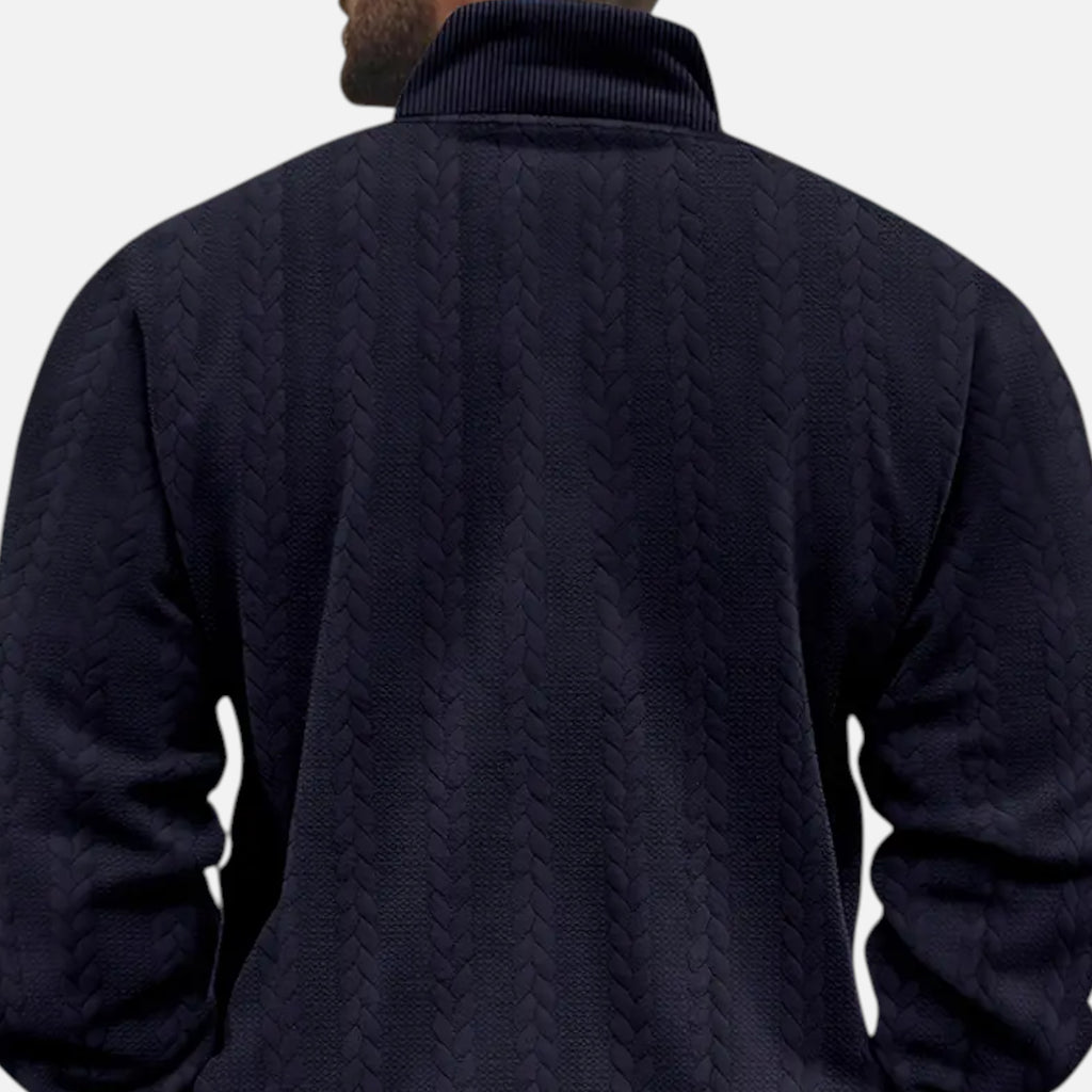 Belavoire | Men’s Zip Henley Sweater with Stand Collar