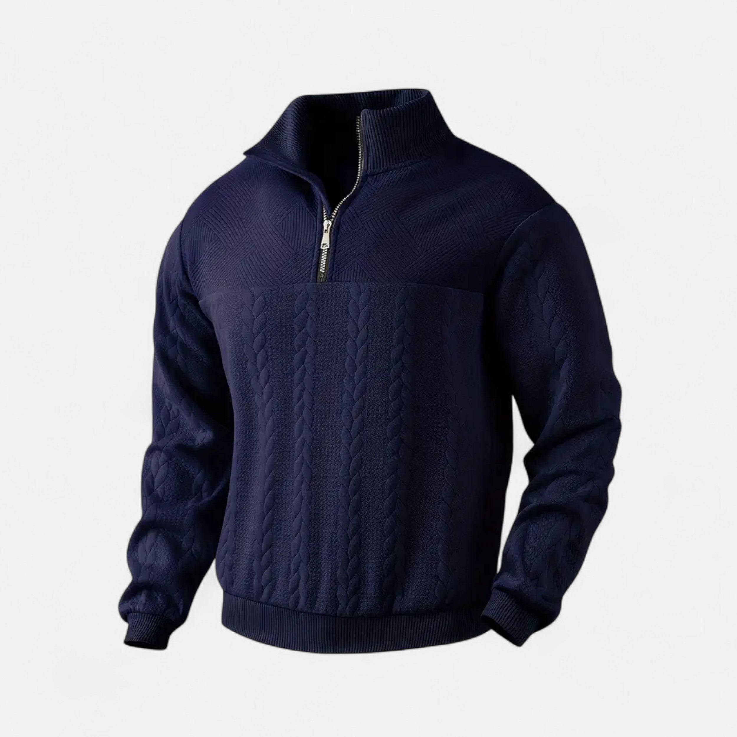 Belavoire | Men’s Zip Henley Sweater with Stand Collar