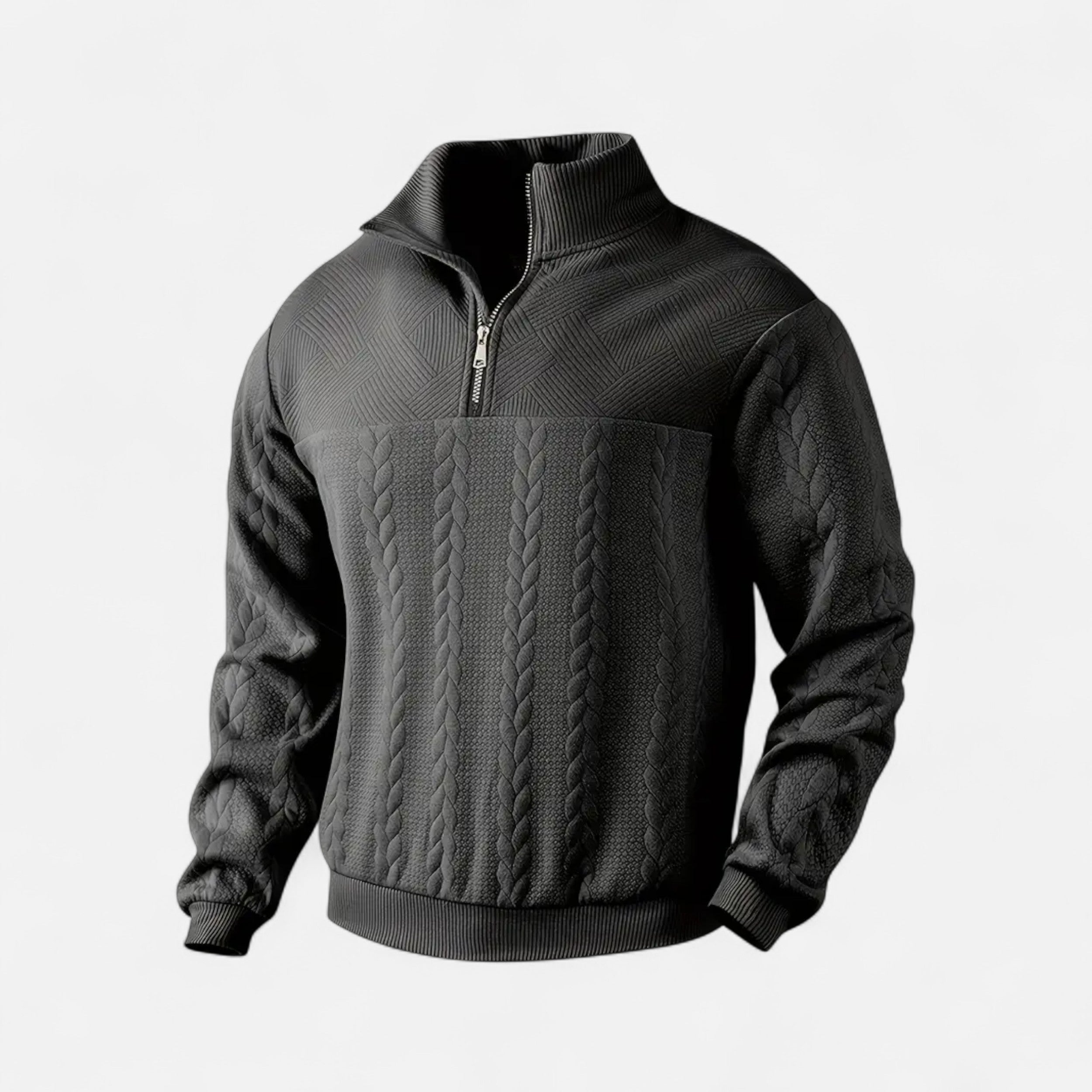 Belavoire | Men’s Zip Henley Sweater with Stand Collar