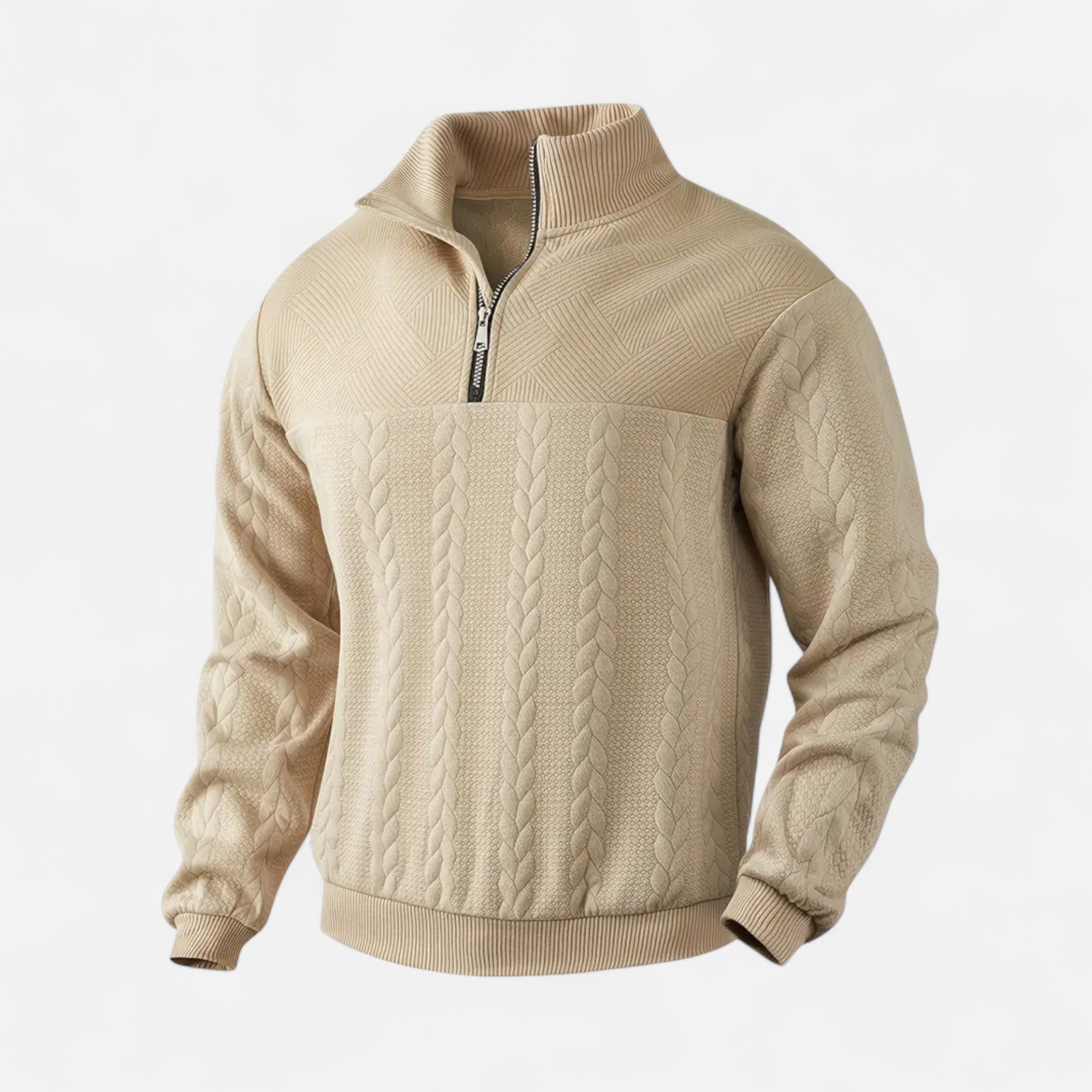 Belavoire | Men’s Zip Henley Sweater with Stand Collar