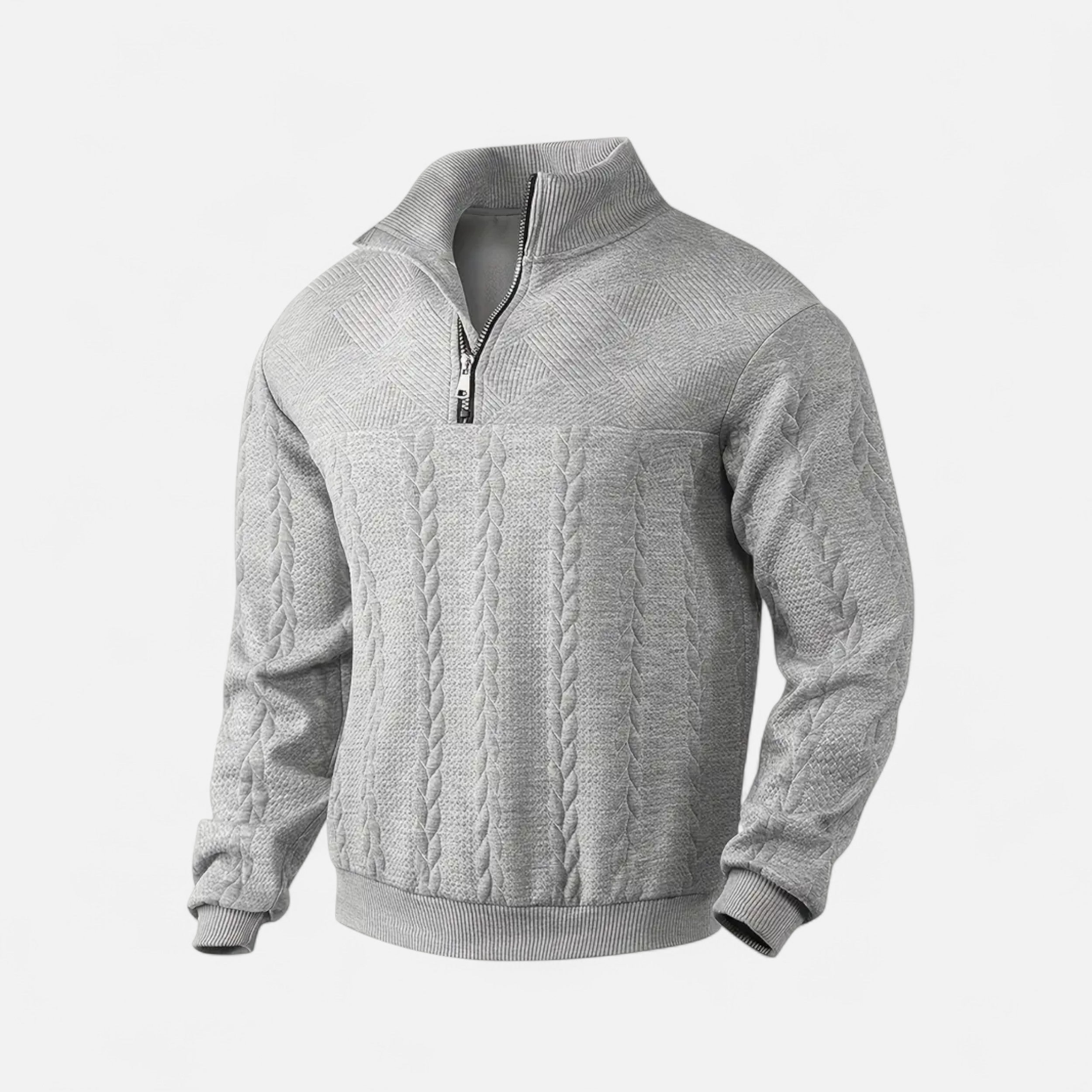 Belavoire | Men’s Zip Henley Sweater with Stand Collar