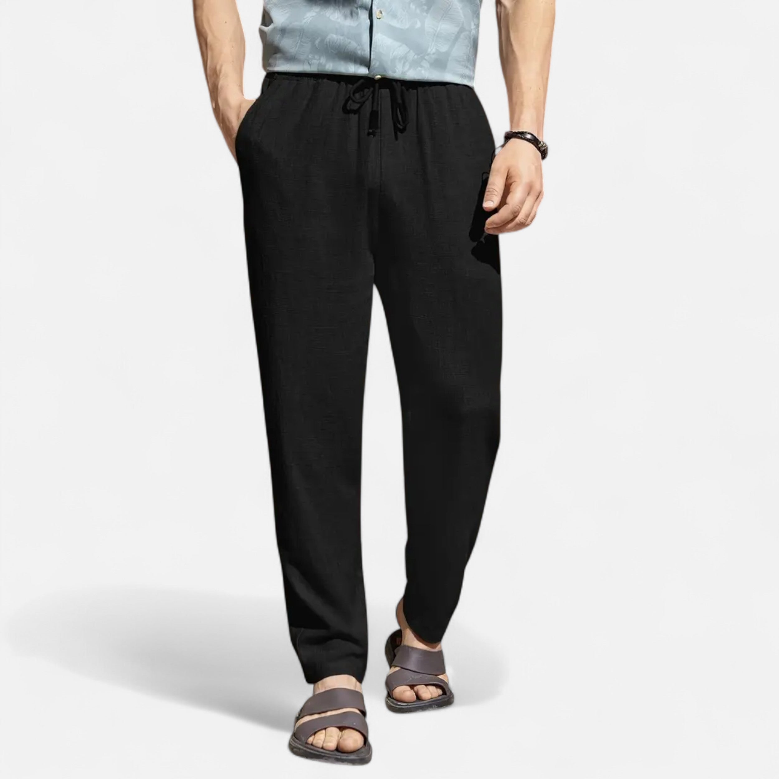 Belavoire | Men’s Linen-Blend Drawstring Trousers Riviera
