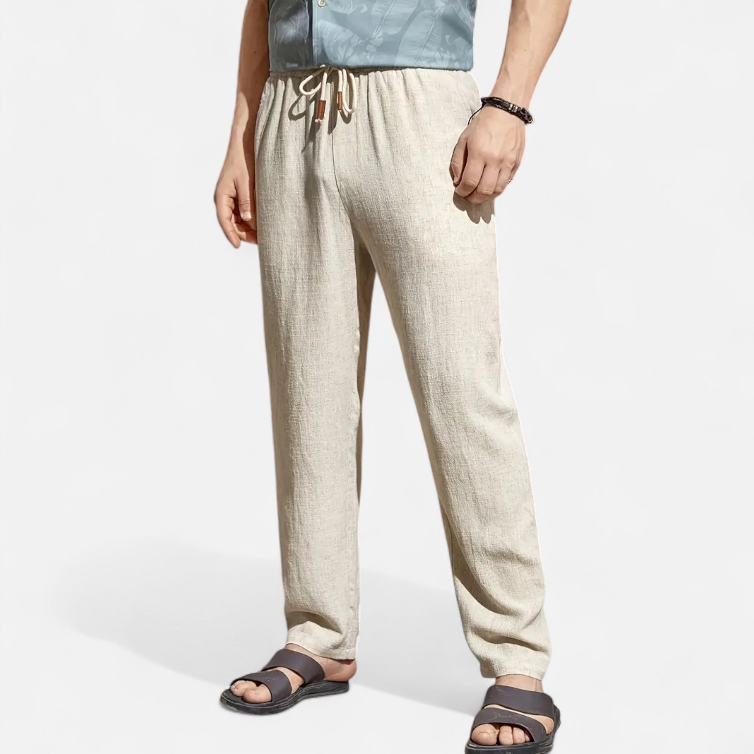 Belavoire | Men’s Linen-Blend Drawstring Trousers Riviera