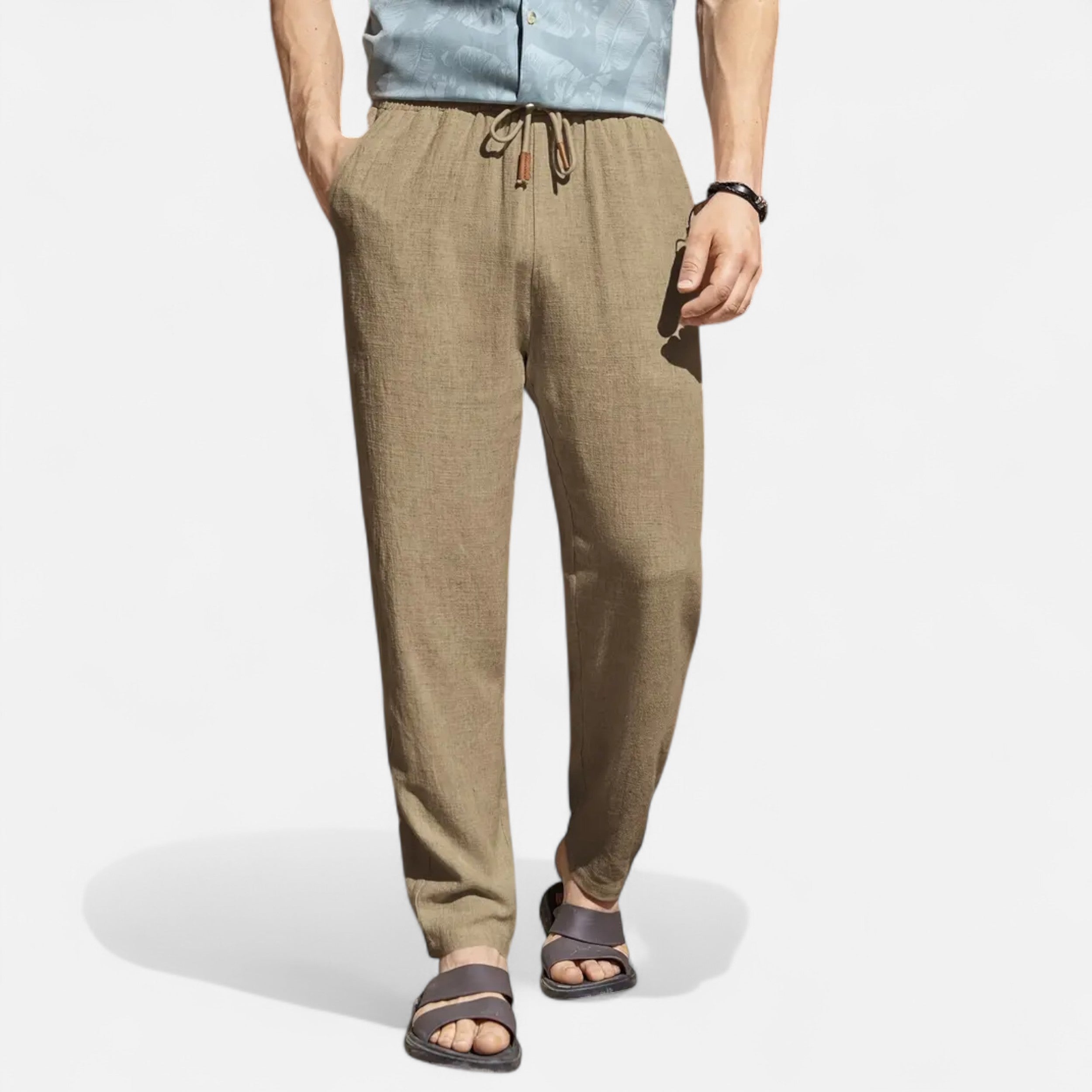 Belavoire | Men’s Linen-Blend Drawstring Trousers Riviera