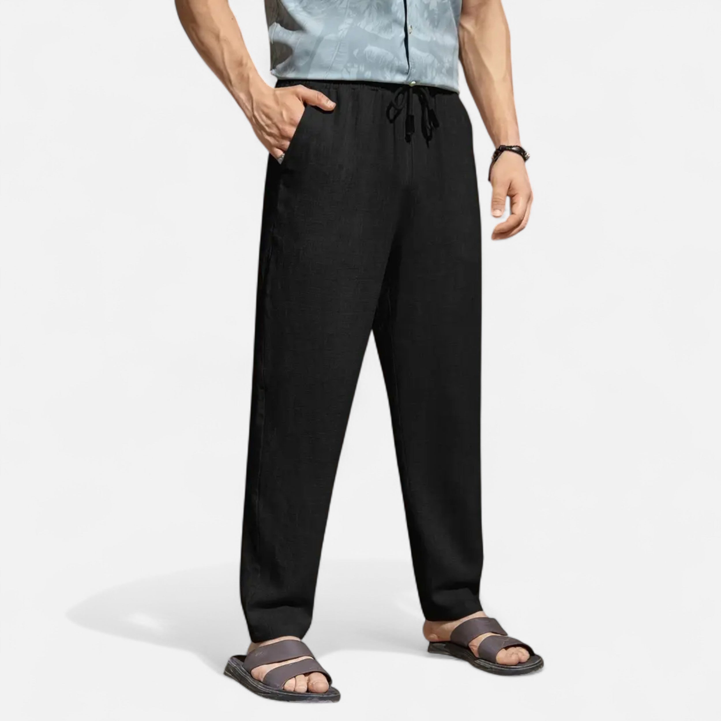 Belavoire | Men’s Linen-Blend Drawstring Trousers Riviera