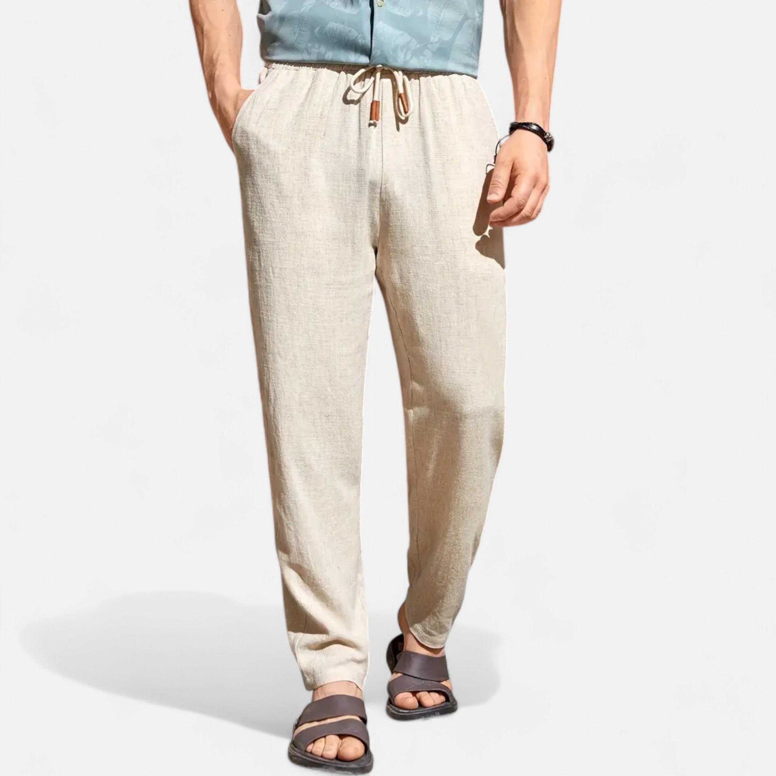 Belavoire | Men’s Linen-Blend Drawstring Trousers Riviera