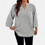 Belavoire | Women’s Printed Notched Neck Tunic Blouse Elegance