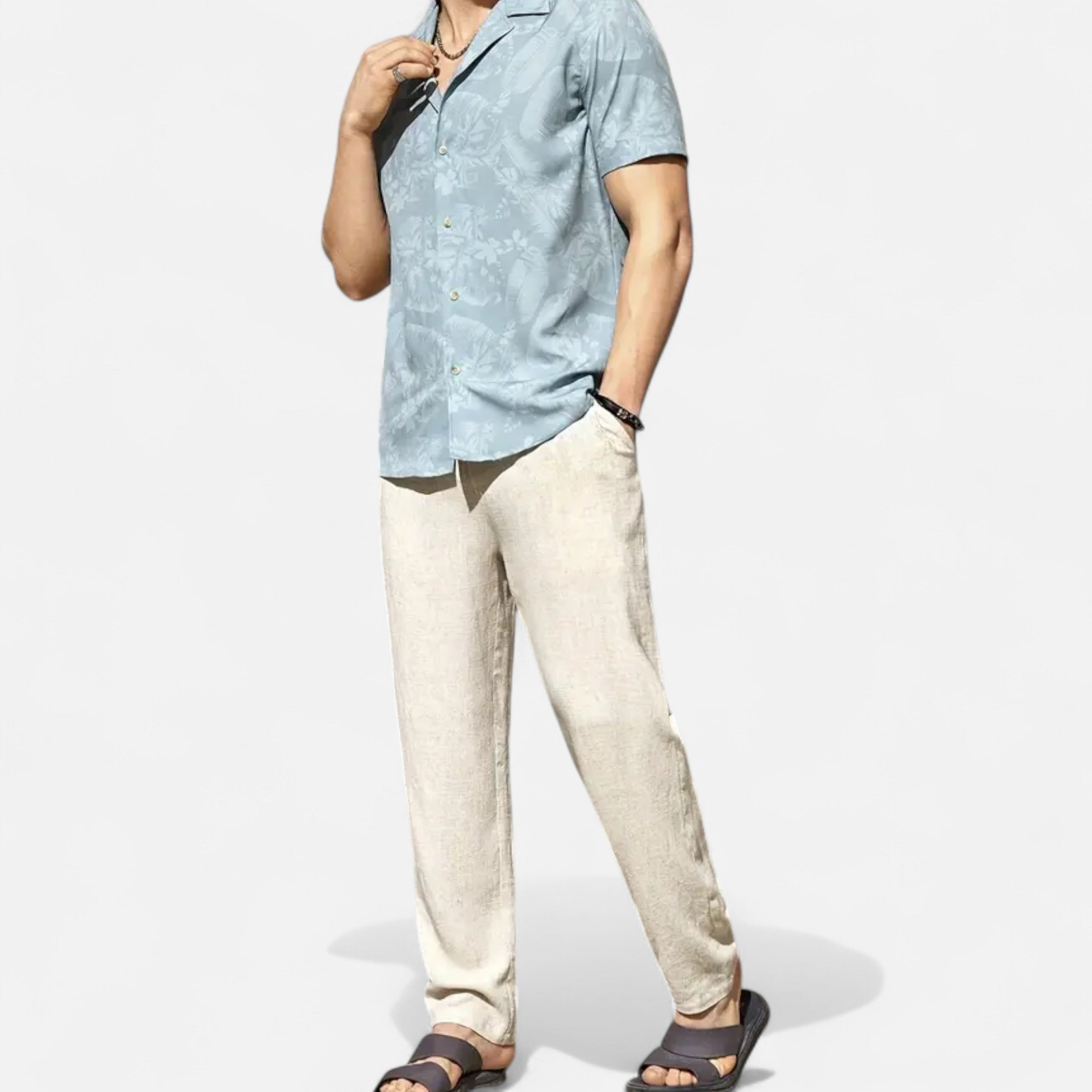 Belavoire | Men’s Linen-Blend Drawstring Trousers Riviera