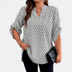 Belavoire | Women’s Printed Notched Neck Tunic Blouse Elegance