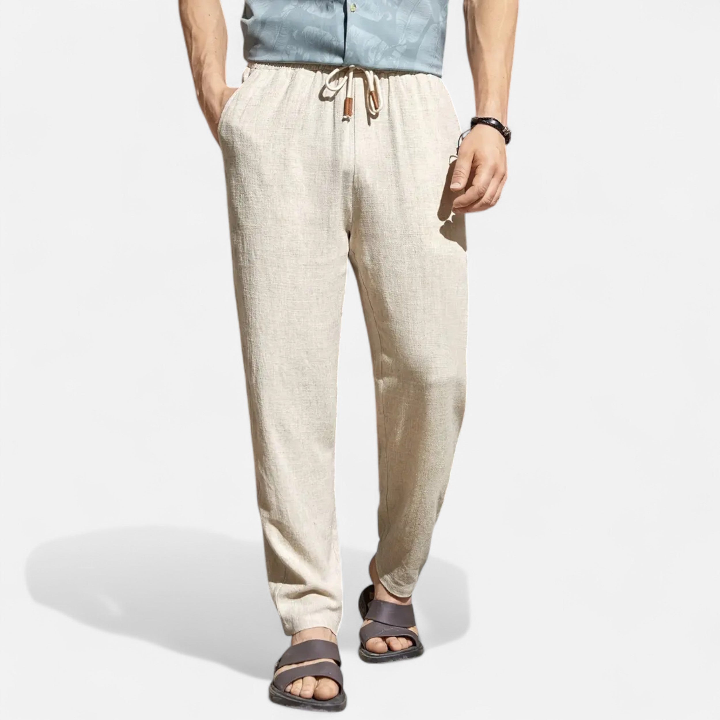 Belavoire | Men’s Linen-Blend Drawstring Trousers Riviera