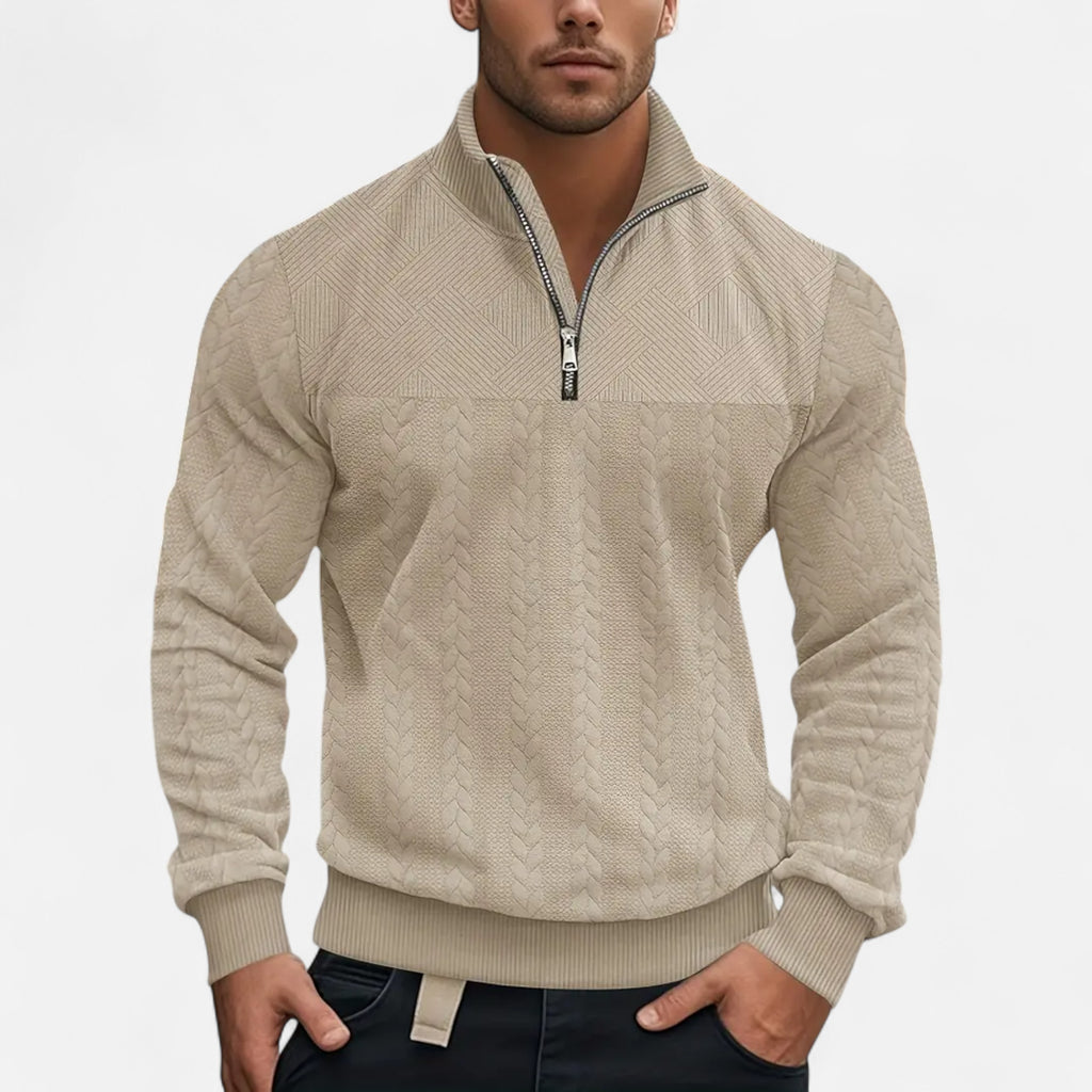 Belavoire | Men’s Zip Henley Sweater with Stand Collar