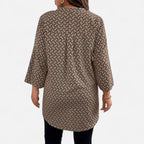 Belavoire | Women’s Printed Notched Neck Tunic Blouse Elegance