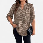 Belavoire | Women’s Printed Notched Neck Tunic Blouse Elegance