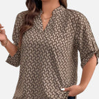 Belavoire | Women’s Printed Notched Neck Tunic Blouse Elegance