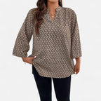 Belavoire | Women’s Printed Notched Neck Tunic Blouse Elegance
