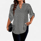 Belavoire | Women’s Printed Notched Neck Tunic Blouse Elegance