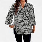 Belavoire | Women’s Printed Notched Neck Tunic Blouse Elegance