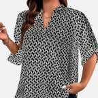 Belavoire | Women’s Printed Notched Neck Tunic Blouse Elegance